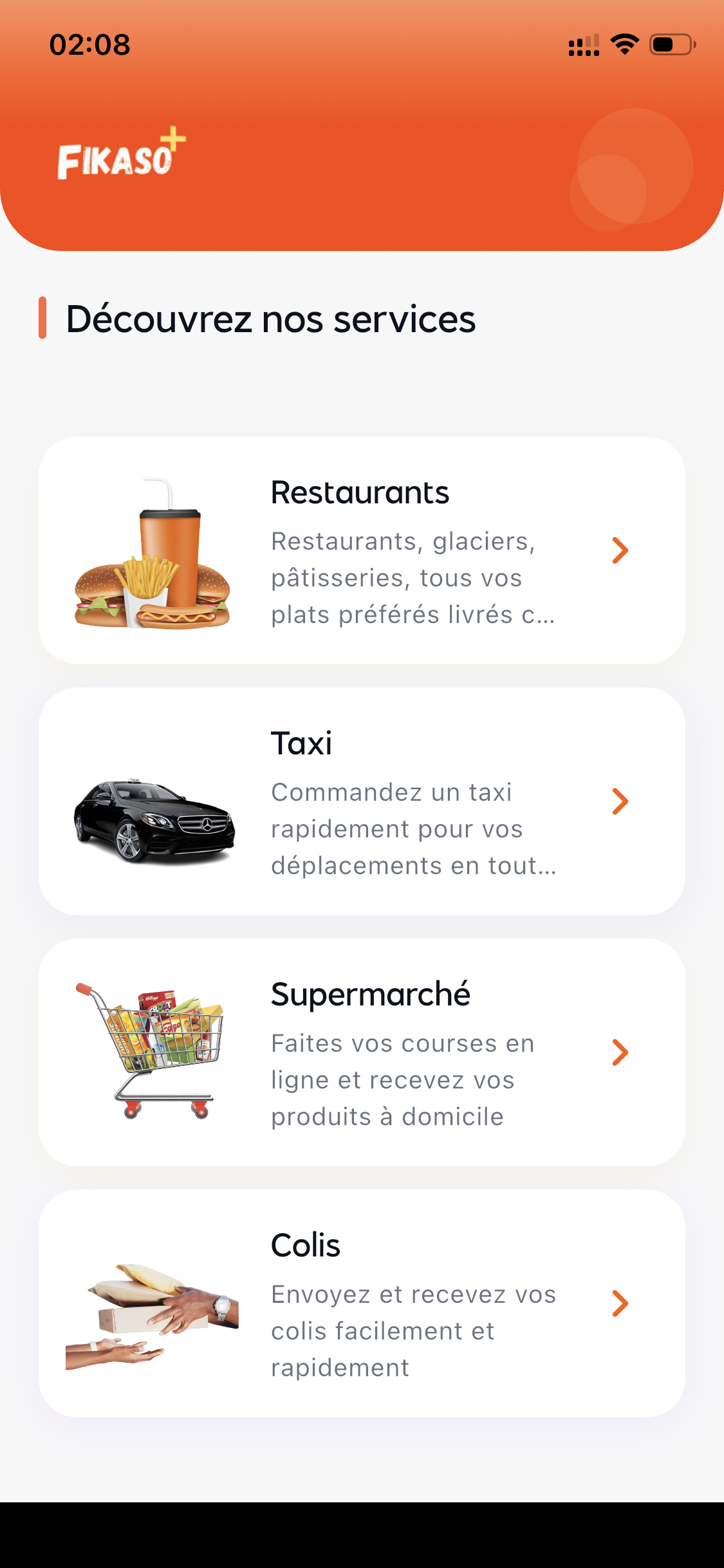 Aperçu de l'application Fikaso